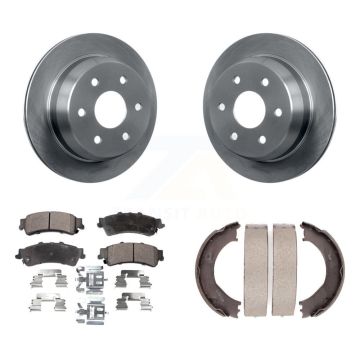 Rear Disc Rotors Ceramic Pads & Parking Shoes Kit For Chevrolet Silverado 1500 GMC Sierra K8T-105592
