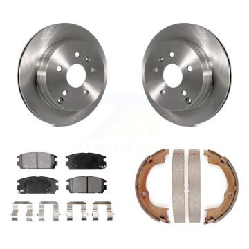 Rear Disc Rotors Ceramic Pads & Parking Brake Shoes Kit For Chevrolet Equinox GMC Terrain K8T-105598