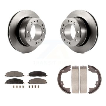 Rear Disc Rotors Ceramic Pads And Parking Brake Shoes Kit For Ram 3500 2500 1500 Dodge K8T-105600