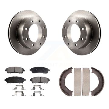 Rear Disc Rotors Ceramic Pads Parking Shoes Kit For Ford F-350 Super Duty F-250 Excursion K8T-105618