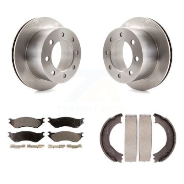 Rear Disc Rotors Ceramic Pads & Parking Brake Shoes Kit For 2001-2002 Dodge Ram 2500 3500 K8T-105622
