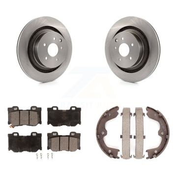 Rear Disc Rotors Ceramic Pads Parking Brake Shoes Kit For INFINITI G37 Nissan 370Z Q60 Z K8T-105628