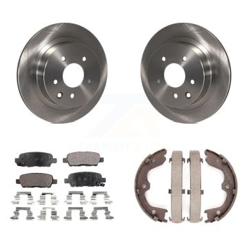 Rear Disc Rotors Ceramic Pads And Parking Brake Shoes Kit For INFINITI G35 K8T-105636