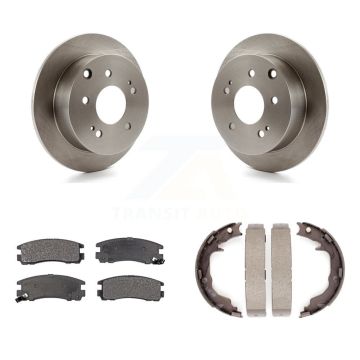 Rear Disc Rotors Ceramic Pads And Parking Brake Shoes Kit For Mitsubishi Eclipse Galant K8T-105639