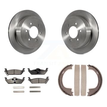 Rear Disc Rotors Ceramic Pads And Parking Brake Shoes Kit For Ford F-150 Lincoln Mark LT K8T-105641