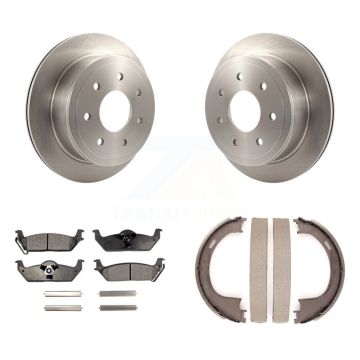 Rear Disc Rotors Ceramic Pads And Parking Brake Shoes Kit For Ford F-150 Lincoln Mark LT K8T-105642