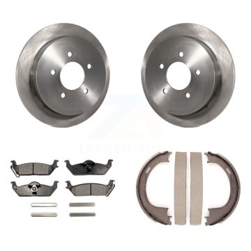 Rear Disc Rotors Ceramic Pads And Parking Brake Shoes Kit For Ford F-150 K8T-105643