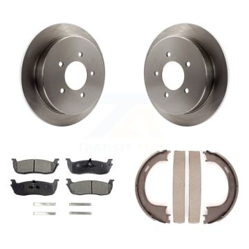 Rear Disc Rotors Ceramic Pads & Parking Brake Shoes Kit For Ford F-150 Expedition Lincoln K8T-105648