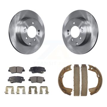 Rear Disc Rotors Ceramic Pads Parking Brake Shoes Kit For Hyundai Sonata Kia Optima Azera K8T-105670