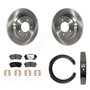 Rear Disc Rotors Ceramic Pads And Parking Brake Shoes Kit For Kia Optima K8T-105673