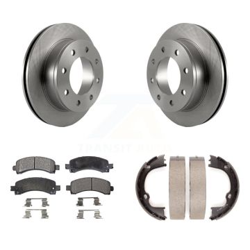 Rear Disc Rotors Ceramic Pads And Parking Shoes Kit For Chevrolet GMC Savana 2500 Express K8T-105698