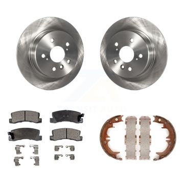 Rear Disc Rotors Ceramic Pads And Parking Brake Shoes Kit For 1999-2003 Lexus RX300 AWD K8T-105717