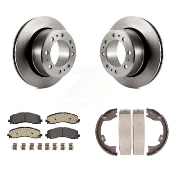Rear Disc Rotors Ceramic Pads And Parking Brake Shoes Kit For Ram 2500 3500 K8T-105723