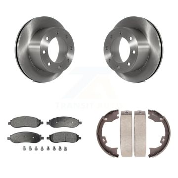 Rear Disc Rotors Ceramic Pads Parking Shoes Kit For 2005-2007 Ford F-350 Super Duty F-250 K8T-105726