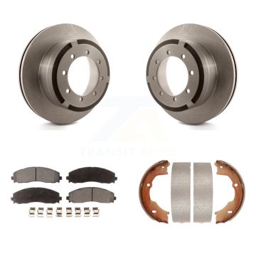 Rear Disc Rotors Ceramic Pads And Parking Brake Shoes Kit For Ford F-450 Super Duty K8T-105732