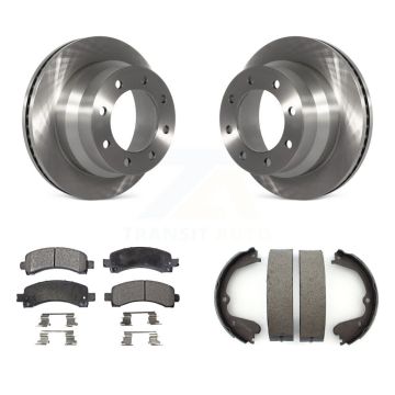 Rear Disc Rotors Ceramic Pads And Parking Brake Shoes Kit For Chevrolet Express 4500 K8T-105748
