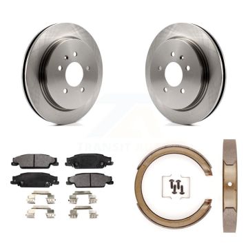 Rear Disc Rotors Ceramic Pads And Parking Brake Shoes Kit For Cadillac STS K8T-105753