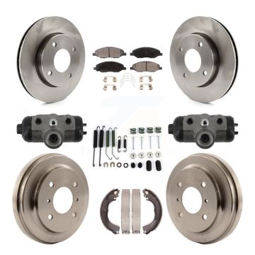 Front Rear Brake Rotors Ceramic Pad & Drum Kit (9Pc) For Nissan Versa Without 4 Wheel ABS K8T-105779