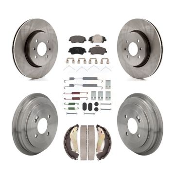 Front Rear Disc Brake Rotors Ceramic Pads And Drum Kit (7Pc) For Kia Rio Hyundai Accent K8T-105825