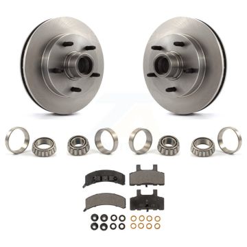 Front Brake Hub Rotor Inner & Outer Race Bearing Set Pad Kit For Dodge Ram 1500 RWD KBB-1000018T
