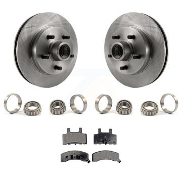 Front Disc Brake Hub Rotor Inner & Outer Race Bearing Set Pad Kit For Chevrolet Tahoe KBB-1000078T