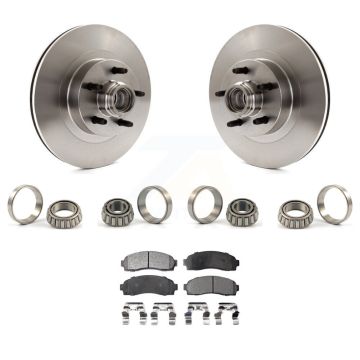 Front Disc Brake Hub Rotors Assembly Inner & Outer Race Bearing Set And Pads Kit For KBB-1000188T