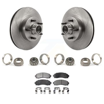 Front Disc Brake Hub Rotor Inner & Outer Race Bearing Set Pad Kit For Ford Ranger RWD KBB-1000208T