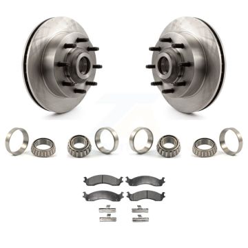 Front Brake Hub Rotor Inner & Outer Race Bearing Set Pad Kit For Dodge Ram 2500 Van KBB-1000218T