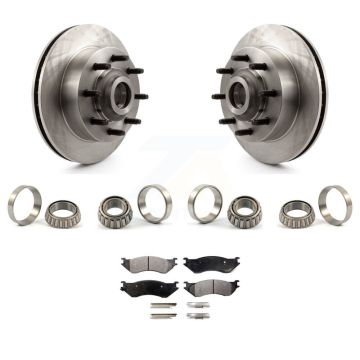 Front Brake Hub Rotor Inner & Outer Race Bearing Set Pad Kit For Dodge Ram 1500 Van KBB-1000228T