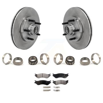 Front Brake Hub Rotor Inner & Outer Race Bearing Set Pads Kit For Ford F-150 Heritage KBB-1000258T