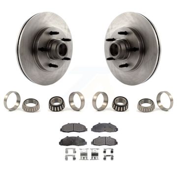 Front Brake Hub Rotor Assembly Inner & Outer Race Bearing Set Pads Kit For Ford F-150 KBB-1000298T