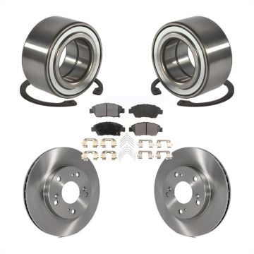 Front Wheel Bearing Disc Brake Rotors And Ceramic Pads Kit For 2004 Honda Civic SiR KBB-100067