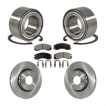 Front Wheel Bearing Disc Brake Rotor Pad Kit For 2009 Mitsubishi Lancer Ralliart with AWD KBB-100235