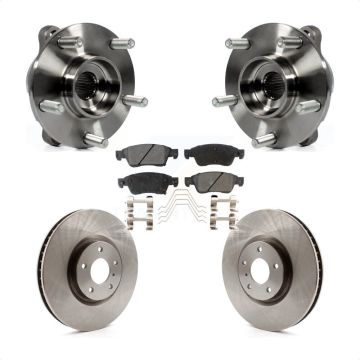 Front Hub Bearing Brake Rotor And Pad Kit For INFINITI G35 Q60 With Single Piston Caliper KBB-100715