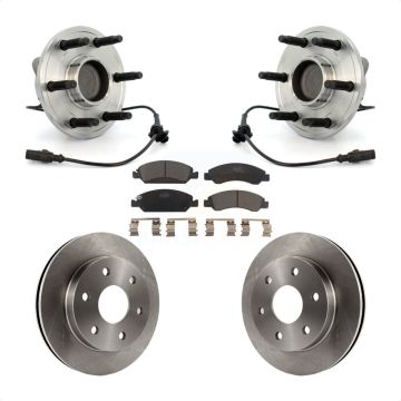 Front Hub Bearing Brake Rotor Pads Kit For 2007 GMC Sierra 1500 RWD with Disc rear brakes KBB-100882