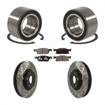 Front Wheel Bearing Coated Drilled Slotted Disc Brake Rotors And Pads Kit For Ford Edge KBB-100988