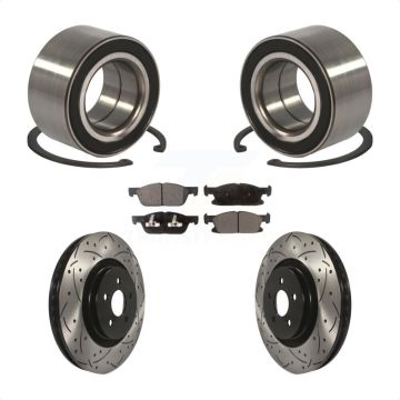 Front Wheel Bearing Coated Drilled Slotted Disc Brake Rotors And Pads Kit For Ford Edge KBB-100989