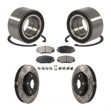 Front Wheel Bearing Coated Drilled Slotted Disc Brake Rotor Pad Kit For 2010 Lexus HS250h KBB-100992