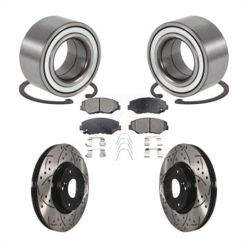 Front Wheel Bearing Coated Drilled Slotted Brake Rotor & Pad Kit For 2005-2006 Honda CR-V KBB-101003
