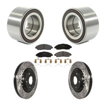 Front Wheel Bearing Coated Drilled Slot Brake Rotor Pad Kit For 2017-2019 Honda Ridgeline KBB-101007