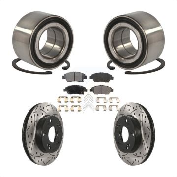 Front Wheel Bearing Coated Drilled Slotted Brake Rotor Pads Kit For Honda Civic Acura ILX KBB-101015