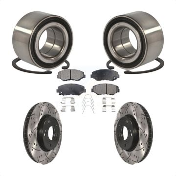 Front Wheel Bearing Coated Drilled Slotted Disc Brake Rotors And Pads Kit For Honda Civic KBB-101016