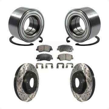 Front Wheel Bearing Drill Slot Brake Rotor Pad Kit For Hyundai Elantra GT Kia Forte Coupe KBB-101031