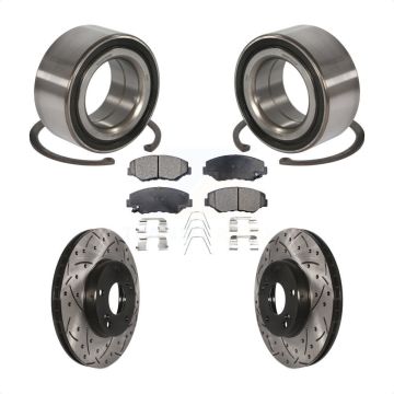 Front Wheel Bearing Coated Drilled Slotted Disc Brake Rotor And Pads Kit For Honda Accord KBB-101037