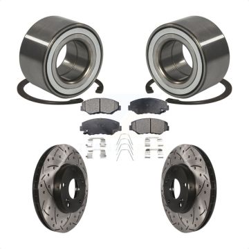 Front Wheel Bearing Coated Drilled Slotted Disc Brake Rotor & Pad Kit For 2016 Honda CR-Z KBB-101042