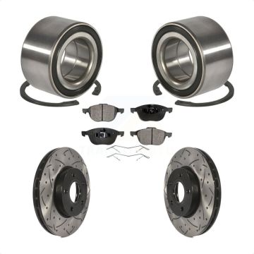 Front Wheel Bearing Coated Drilled Slotted Disc Brake Rotor Pads Kit For Ford Focus C-Max KBB-101046