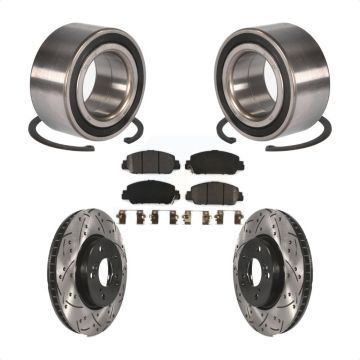 Front Wheel Bearing Coated Drilled Slotted Disc Brake Rotor And Pads Kit For Honda Accord KBB-101066
