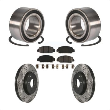 Front Wheel Bearing Coated Drilled Slotted Disc Brake Rotor And Pads Kit For Honda Accord KBB-101067