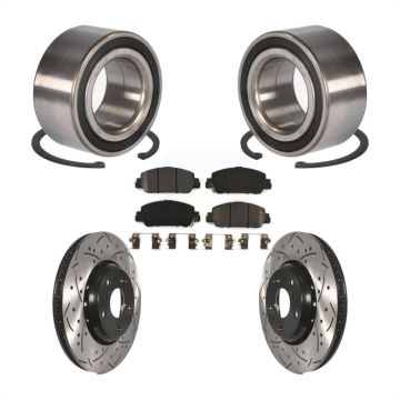 Front Wheel Bearing Coated Drilled Slotted Disc Brake Rotor And Pads Kit For Honda Accord KBB-101069