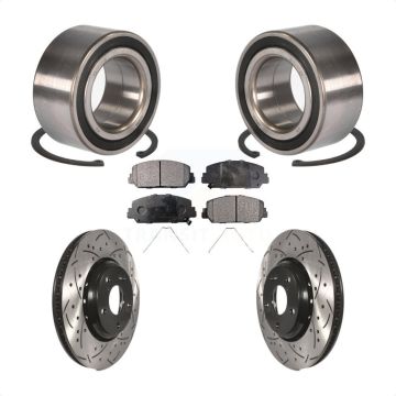 Front Wheel Bearing Coated Drilled Slotted Disc Brake Rotor And Pads Kit For Honda Accord KBB-101070